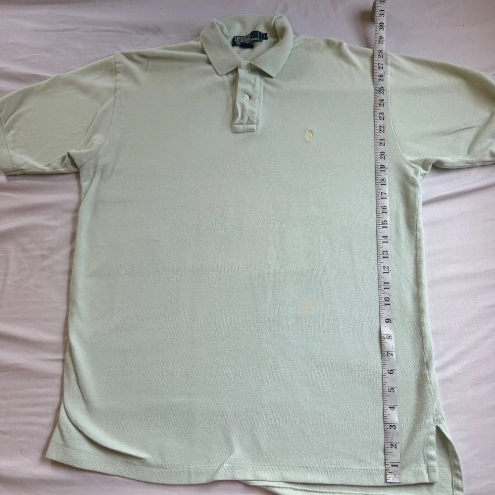 Polo Ralph Lauren Mens Large Vintage Polo Shirt Mint Green Gold Pony Cotton 90s